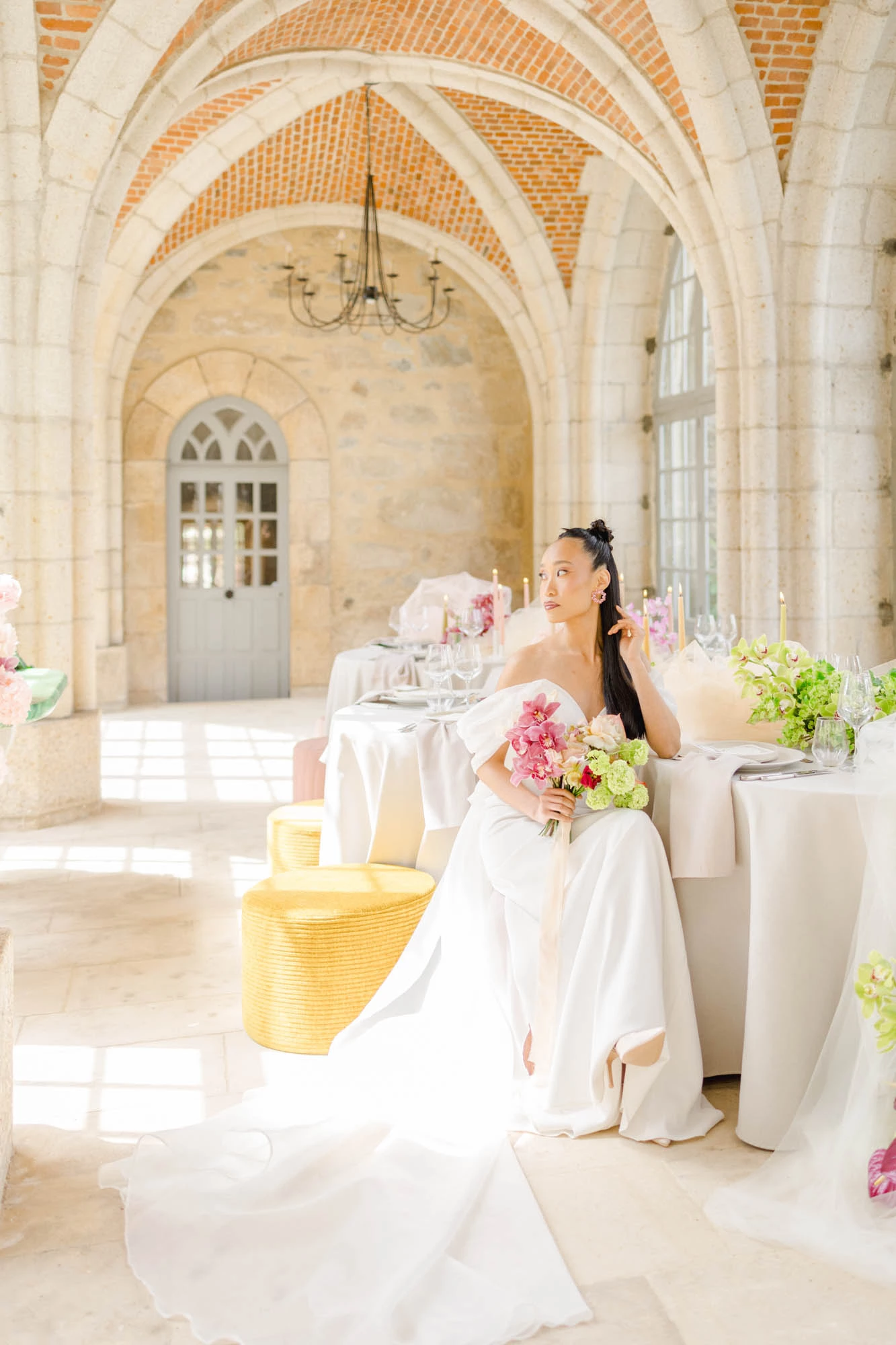robe événement mariage gris marron